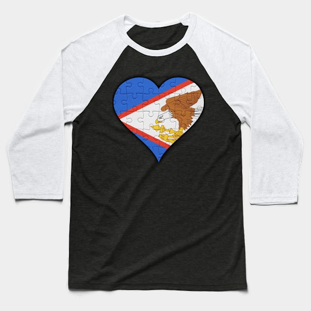 American Samoan Jigsaw Puzzle Heart Design - Gift for American Samoan With American Samoa Roots Baseball T-Shirt by Country Flags